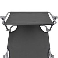 Ligbed inklapbaar met luifel aluminium grijs - thumbnail