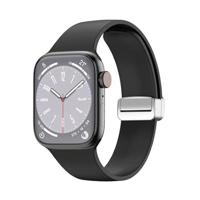 Siliconen bandje - Folding Buckle - Zwart - Geschikt voor Apple Watch 44mm / 45mm / 46mm / 49mm - thumbnail