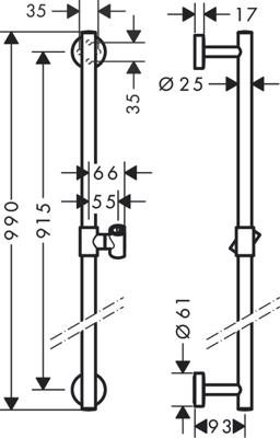 Hansgrohe unica comfort glijstang 90cm chroom 26402000 Hansgrohe unica comfort glijstang 90cm chroom 26402000