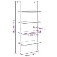 Ladderrek met 4 schappen 64x35x152,5 cm zwart - thumbnail