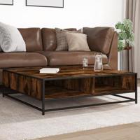 Salontafel 100x100x30 cm bewerkt hout en metaal gerookt eiken - thumbnail