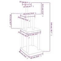 Kattenmeubel met sisal krabpalen 149 cm crmekleurig - thumbnail