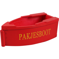 houten pakjesboot 20x10x7cm rood - thumbnail