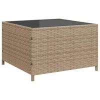 Tuinbank met tafel en kussens L-vormig poly rattan beige - thumbnail