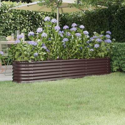 VidaXL Plantenbak 224x40x36 cm gepoedercoat staal bruin VidaXL Plantenbak 224x40x36 cm gepoedercoat staal bruin