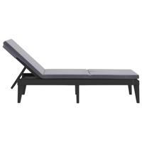 Ligbed met kussen 186x60x29 cm polypropeen antracietkleurig - thumbnail