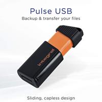 Integral Pulse USB 2.0 stick, 32 GB, zwart/oranje - thumbnail