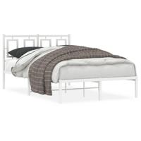 Bedframe met hoofdbord metaal wit 120x200 cm - thumbnail