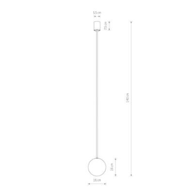 Lyora Glazen plafondlampKier L zwart - 140cm - 10310
