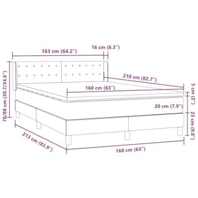 Boxspring met matras fluweel lichtgrijs 160x210 cm