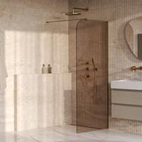 BRAUER Orion inloopdouche brons glas 100x200 incl. glascoating Geborsteld Goud PVD - thumbnail