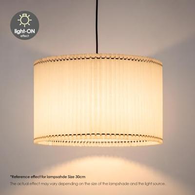 Papieren Gevouwen Lampenkap - Cilindrisch - White - ø50 x 25 cm - E27 fitting - Voor Staande Lamp - Ontworpen voor woonkamer en eetkamer
