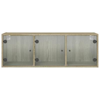 Wandkast met glazen deuren 102x37x35 cm sonoma eikenkleurig