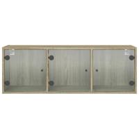 Wandkast met glazen deuren 102x37x35 cm sonoma eikenkleurig - thumbnail