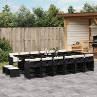 17-delige Tuinset met kussens poly rattan zwart - thumbnail