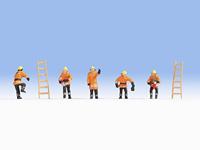 NOCH 15022 H0 Oranje beschermende kleding figuren Geverfd, Staand - thumbnail