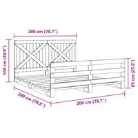 Bedframe met hoofdbord massief grenenhout 200x200 cm - thumbnail