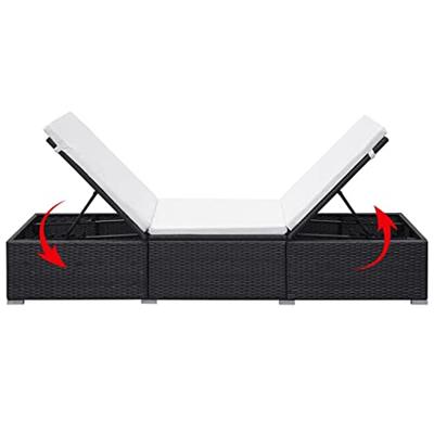 Ligbed 195x60x31 cm poly rattan zwart en wit Ligbed 195x60x31 cm poly rattan zwart en wit