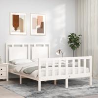 Bedframe zonder matras massief grenenhout wit 140x200 cm - thumbnail