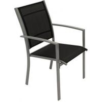 Terrasstoel set van 4 stuks - Aluminium Textiel - Grijs Zwart - thumbnail