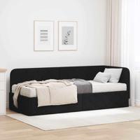 Hoekbedframe met matras met hoofdeinde Zwart 80 x 200 cm Stof - thumbnail
