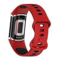 FitBit Charge 5 & 6 Sportbandje met dubbele lus - Rood / zwart - Tweekleurig - Maat: L - thumbnail