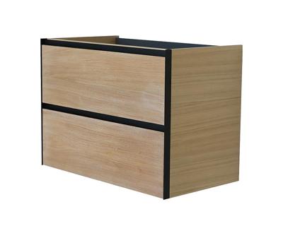 Wastafelonderkast met 2 Laden Wiesbaden Lotus 80x45.2 cm Naturel Eik / Mat Zwart Wastafelonderkast met 2 Laden Wiesbaden Lotus 80x45.2 cm Naturel Eik / Mat Zwart