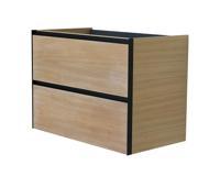 Wastafelonderkast met 2 Laden Wiesbaden Lotus 80x45.2 cm Naturel Eik / Mat Zwart - thumbnail