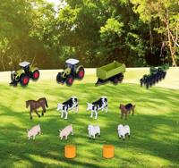 Majorette Claas Kleurenkaart + 3 voertuigen Boerderijschuur (model) - thumbnail