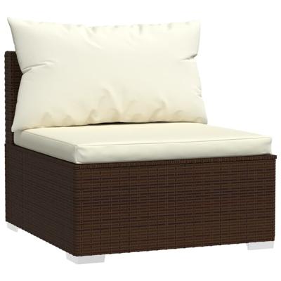5-delige Loungeset met kussens poly rattan bruin