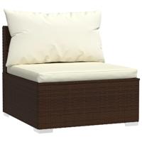 5-delige Loungeset met kussens poly rattan bruin - thumbnail