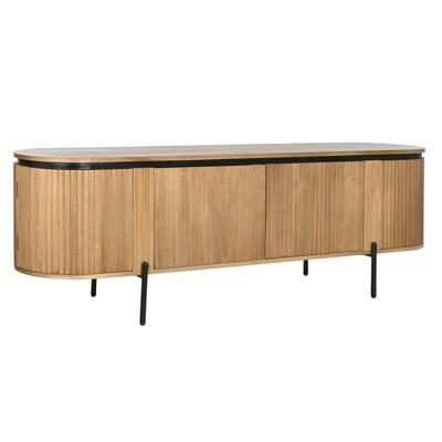 Tv-meubel Home ESPRIT Zwart Natuurlijk Metaal Paulownia hout 180 x 40 x 55 cm