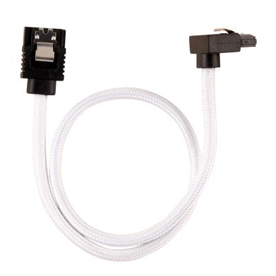 Corsair Premium SATA3-kabel, schuin/recht (6 Gbps, 30 cm, 90 graden), met ommanteling, wit