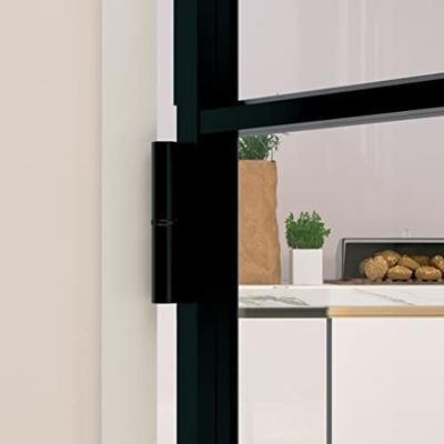 VidaXL Binnendeur 93x201,5 cm gehard glas en aluminium smal zwart - thumbnail