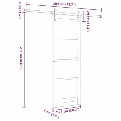 Schuifdeur ORKDAL Wit 73.5 x 211 cm Massief grenenhout - thumbnail