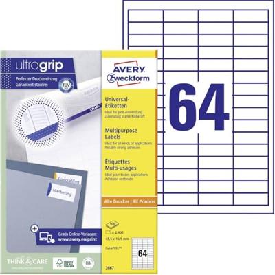 Etiket avery 3667 48.5x16.9mm wit 6400st Etiket avery 3667 48.5x16.9mm wit 6400st