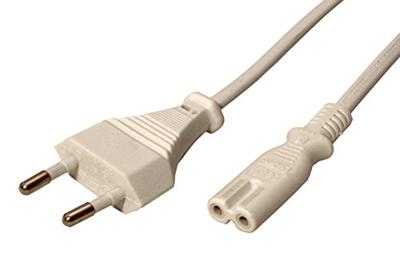 VALUE Euro stroomkabel met platte stekker naar C7, 2 polig, wit, 1,8 m