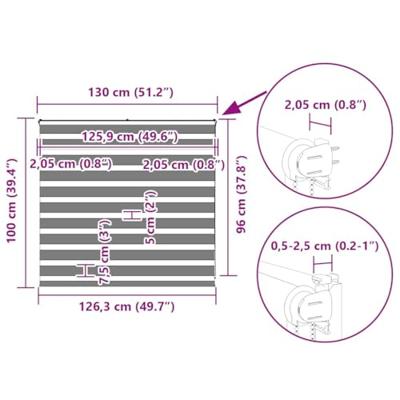 VidaXL Zebra blind 130x100 cm stofbreedte 125,9 cm polyester wit