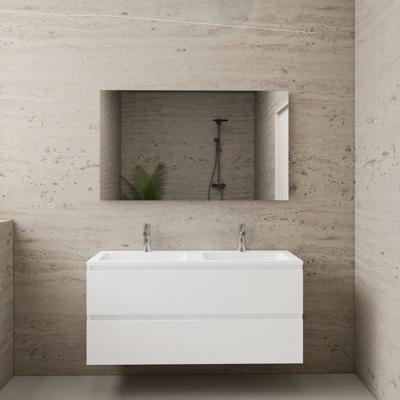 ACTIE BWS Badmeubel | Paris | Wit 120 cm | Mat Wit Wastafel | 2 Kraangaten