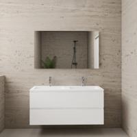 ACTIE BWS Badmeubel | Paris | Wit 120 cm | Mat Wit Wastafel | 2 Kraangaten - thumbnail