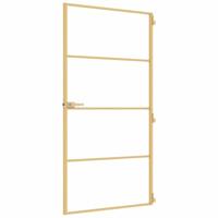 Binnendeur smal 102,5x201,5 cm gehard glas en aluminium goud - thumbnail