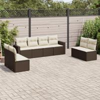 8-delige Loungeset met kussens poly rattan bruin - thumbnail