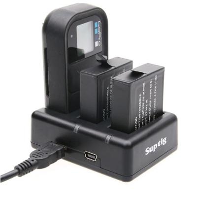 Voor GoPro HERO 5 AHDBT-501 Dual batterijen + Lader afstandsbediening met USB-Kabel (zwart)