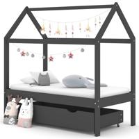 VidaXL Kinderbedframe met lade grenenhout donkergrijs 70x140 cm - thumbnail