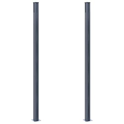 Schuttingpalen 2 st 185 cm aluminium donkergrijs - thumbnail
