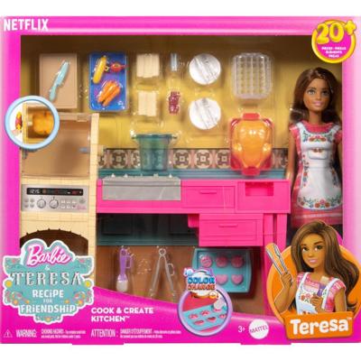 Barbie Family Teresa Pop Recept voor Vriendschap Keukenspeelset
