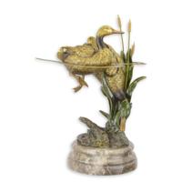 BRONZEN BEELD VAN EEN EENDENPAAR IN EEN VIJVER - thumbnail