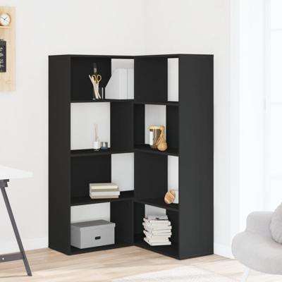 Boekenkast 4-laags hoek 85x85x140 cm bewerkt hout zwart