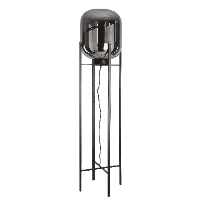 Vloerlamp Larino middel zwart + fume glas Vloerlamp Larino middel zwart + fume glas