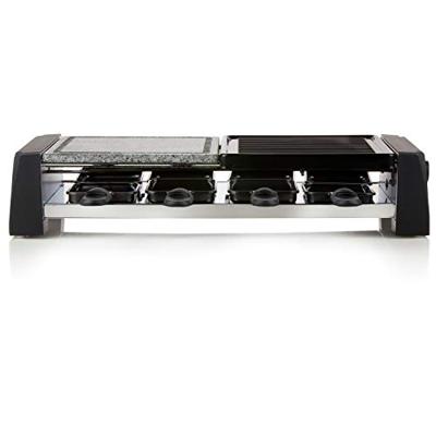 DOMO DO9190G Grill Anti-aanbaklaag, Controlelampje, 8 pannen, Grillfunctie, Met grillsteen, Met handmatige temperatuursinstelling Zwart, Grijs